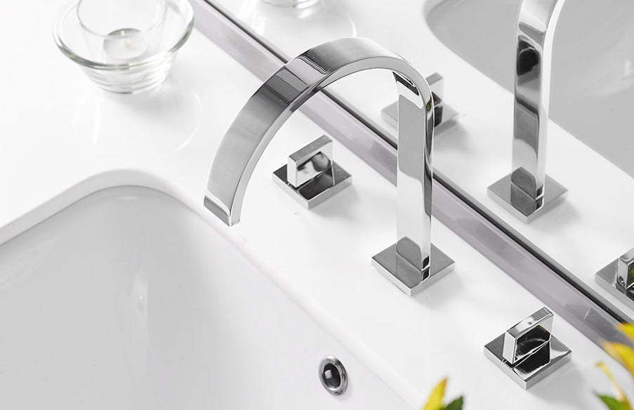 Krantek Widespread Bathroom Faucet - - black silver widespread