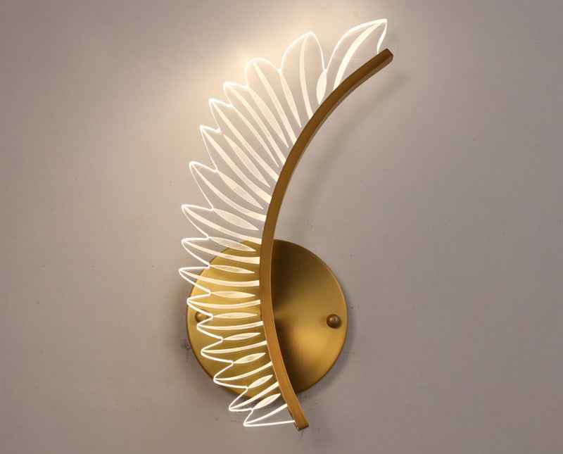 Usious Feather Wall Light - Left Copper - flush-mount gold led Wall Light