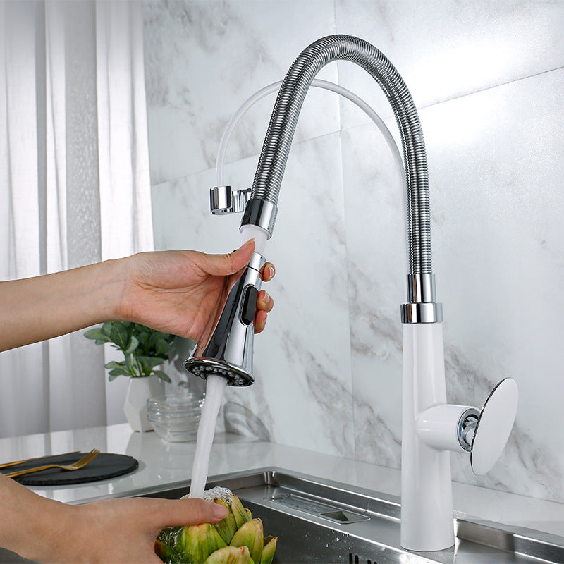 Purfi Single-Handle Kitchen Faucet - White Silver - brushed silver chrome silver silver single handle white white & silver
