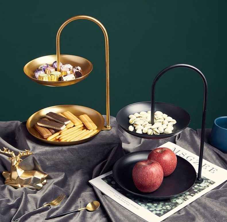 Brass Tray Storage Stand - - black gold Rack Tray