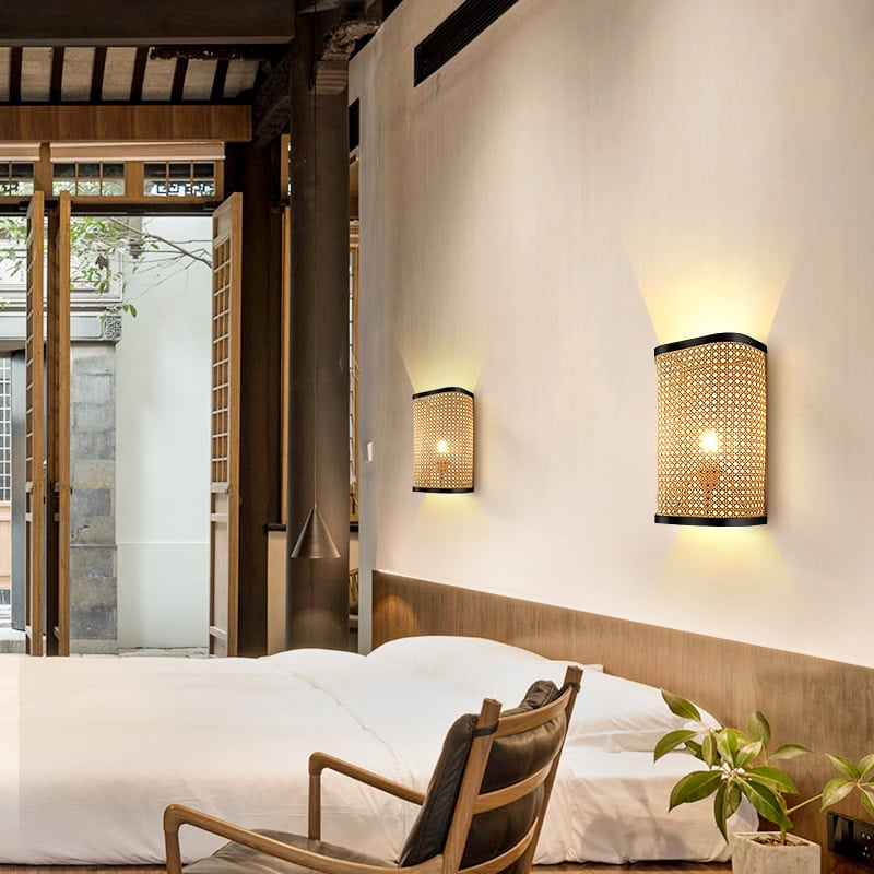 Towal Lantern Wall Light - - brown Wall Light Wall washer Wood
