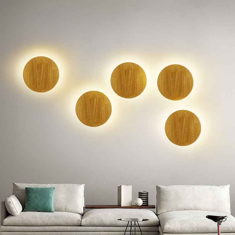 Zedi Seashells Wall Light - Round - flush-mount led Wall Light Wood