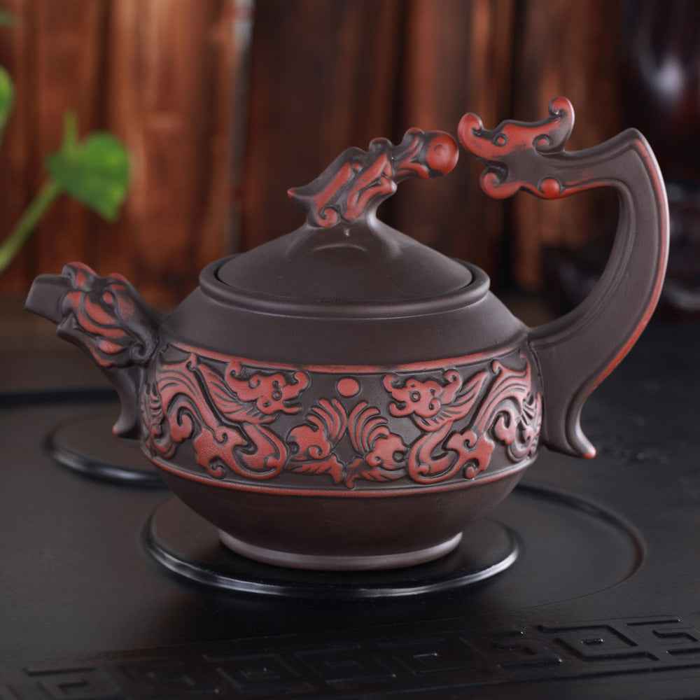 Ceramic mixed color kettle - Dark Brown-Red - brown Ceramic red teapot