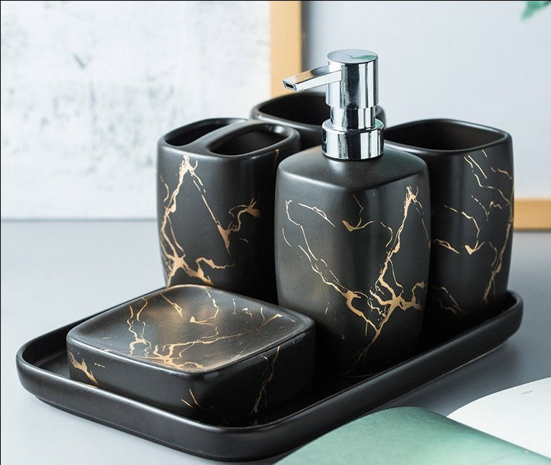 Unique Style Wash Kit - Black 6pcs - black Ceramic green Hand Wash sets white