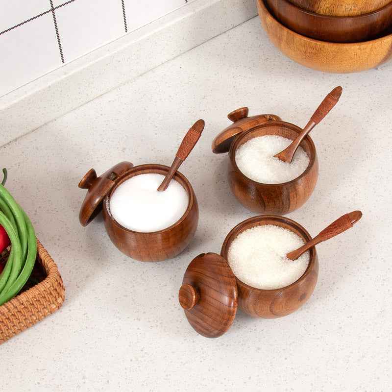 Creative Wooden Seasoning Pot - - Jar Pot Wood