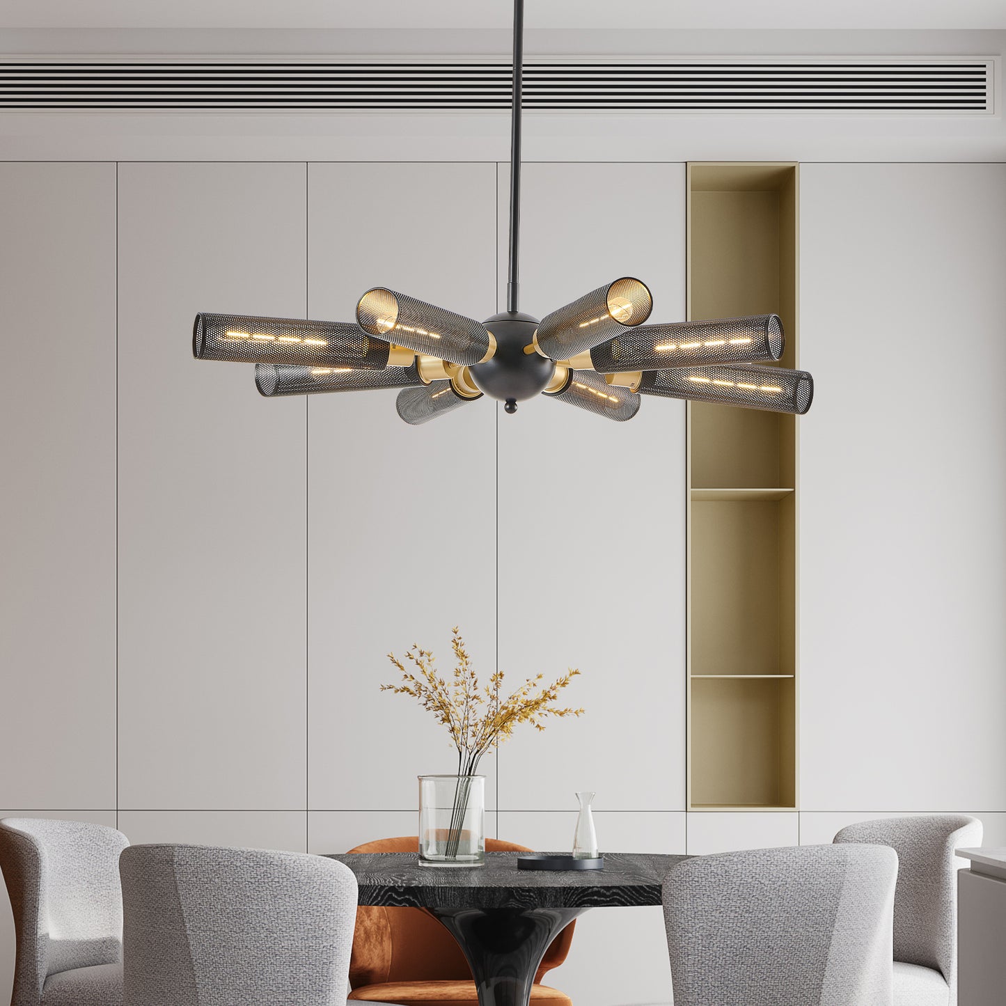 Unoro Industrial 8-Light Chandelier | Black - Default - chandeliers