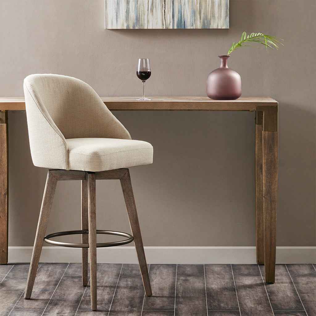 Balmer Mid-Century Swivel Bar Stool | 1 Piece | Beige - Default - bar stools