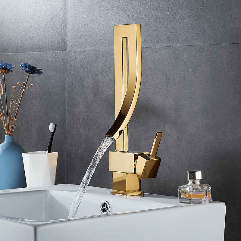 Avexa Gold Waterfall Bathroom Faucet - Gold - gold waterfall