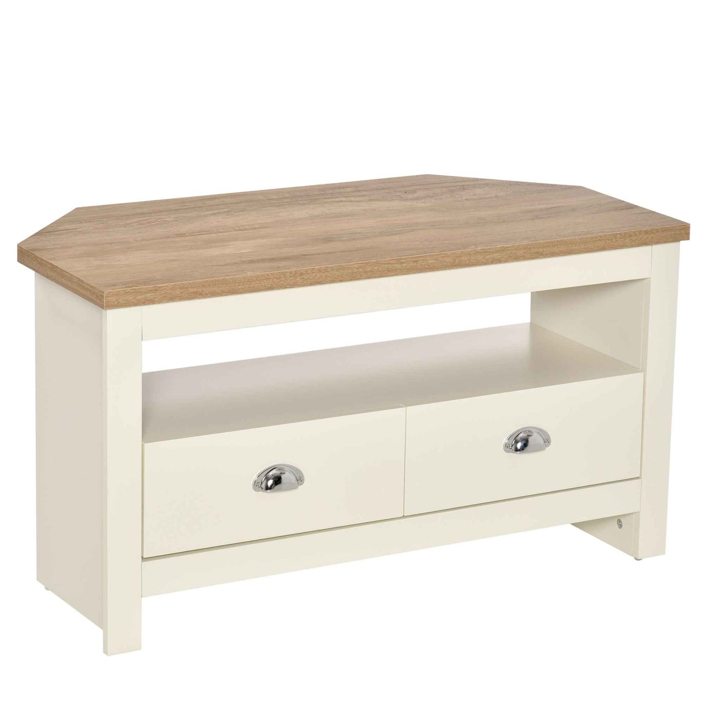 Himent Corner TV Stand | Cream White - Default - tv console