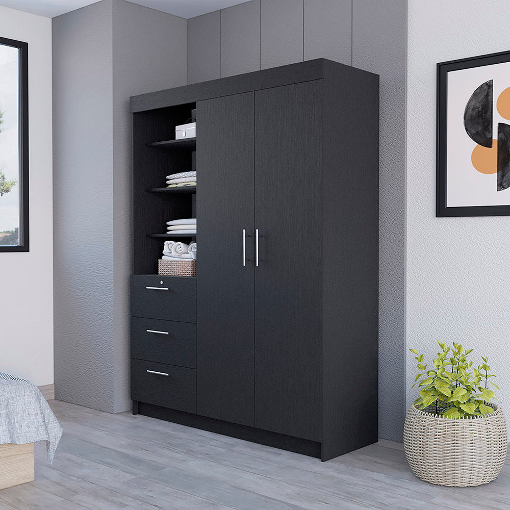 Rumanu Bedroom Storage Wardrobe | Black - Default - dresser
