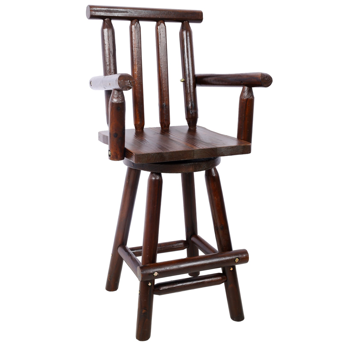 Labumo Rustic Swivel Bar Stool | Fir Wood | Dark Brown - Default - bar stools