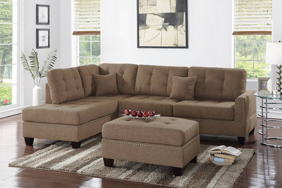 Nemeqa 3pcs Modern Sectional Sofa | Brown - - sofa