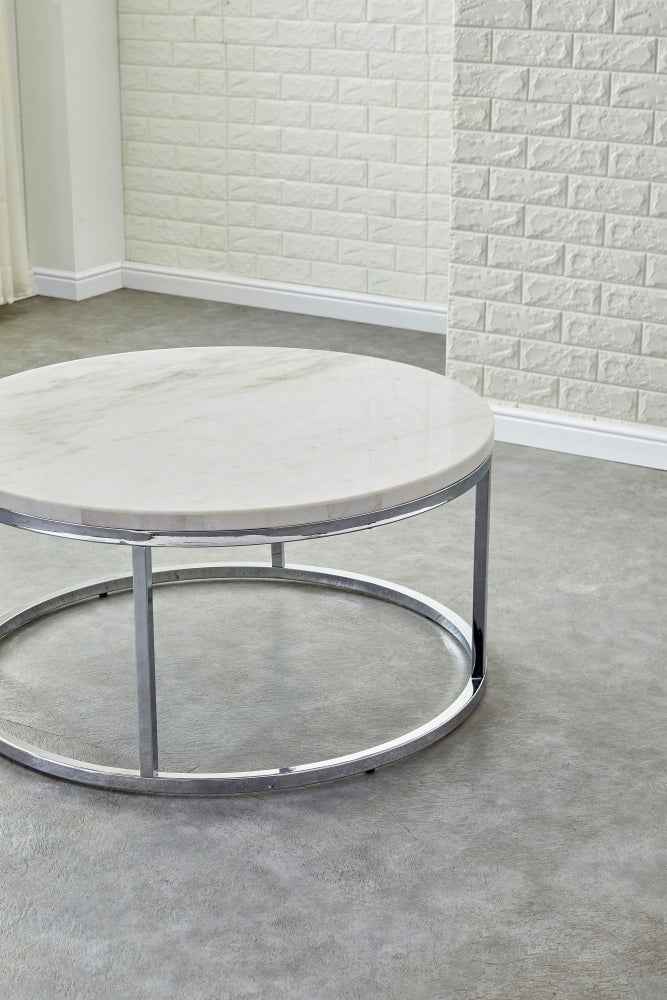 Echo Marble Top Round Table | White - - tables