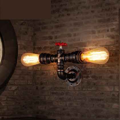 Cazo Industrial Wall Light - Horizontal Two - bronze Double light flush-mount rusty Wall Light