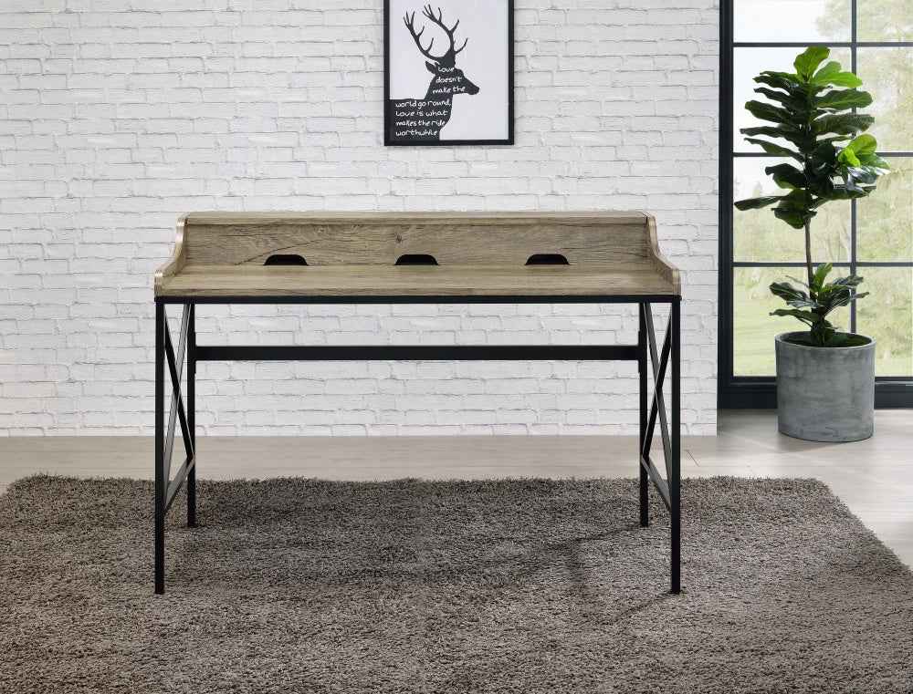 Amonsi Writing Desk | Light Brown - - black desk light brown metal office