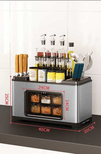 Kitchen Condiment Storage Rack - Silver - black green Rack Rail silver Stainless Steel