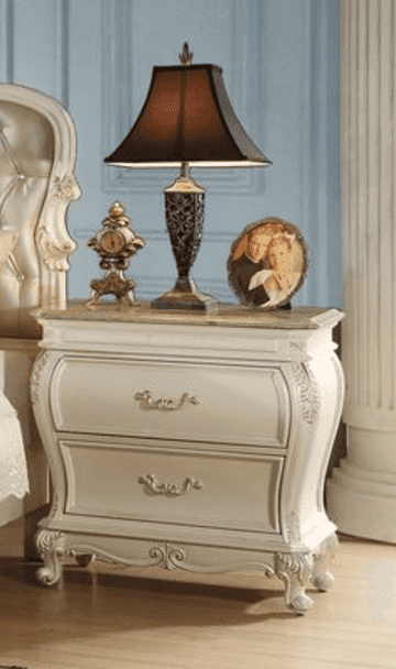 Chantelle Nightstand | Granite Top | Pearl White - Default - nightstand