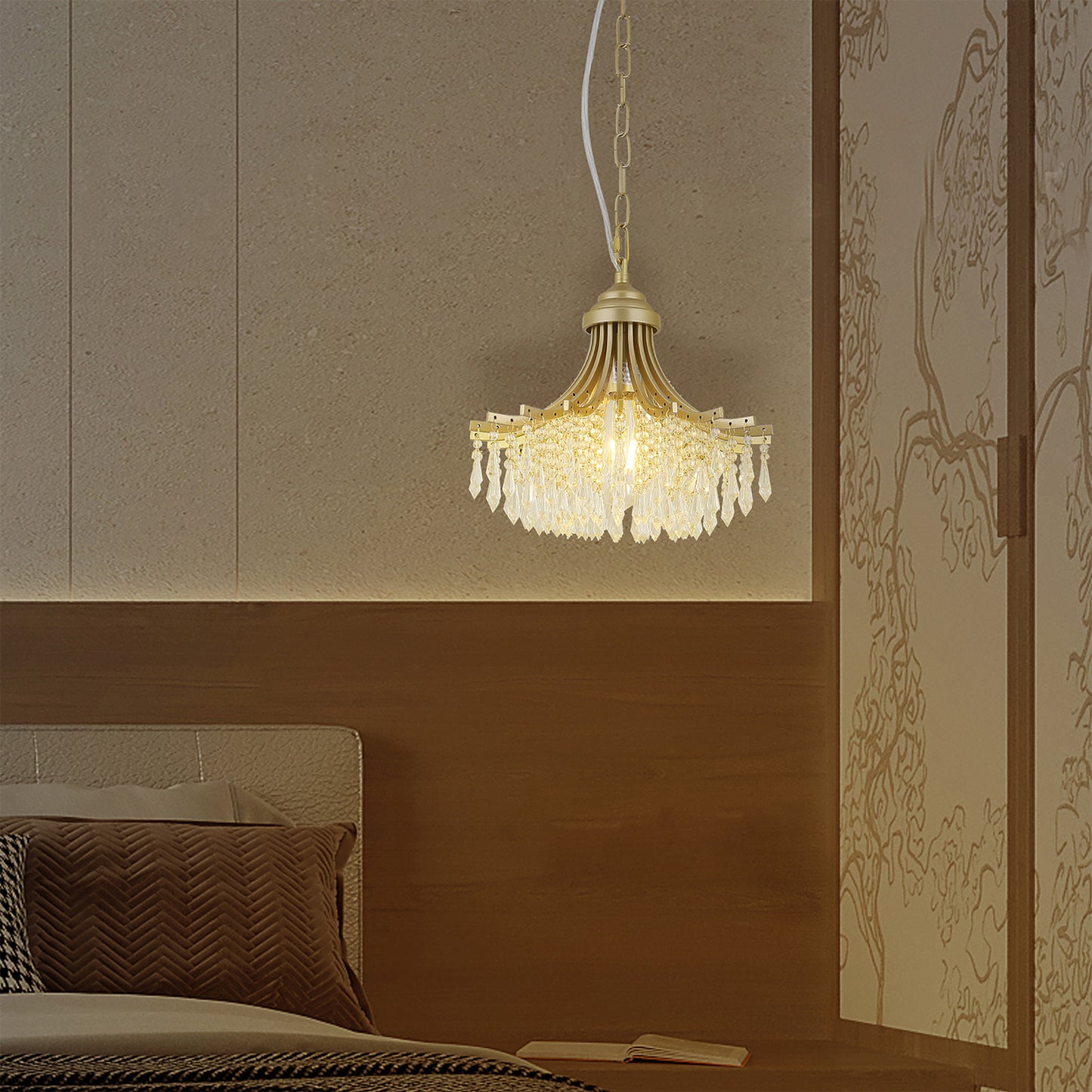 Pugali Crystal Pendant Light Fixture | Gold - Default - pendant light