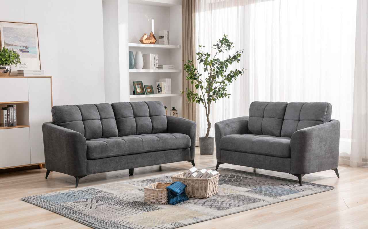 Callie 79" 2-Pieces Sofa Set | Dark Grey - - sofa