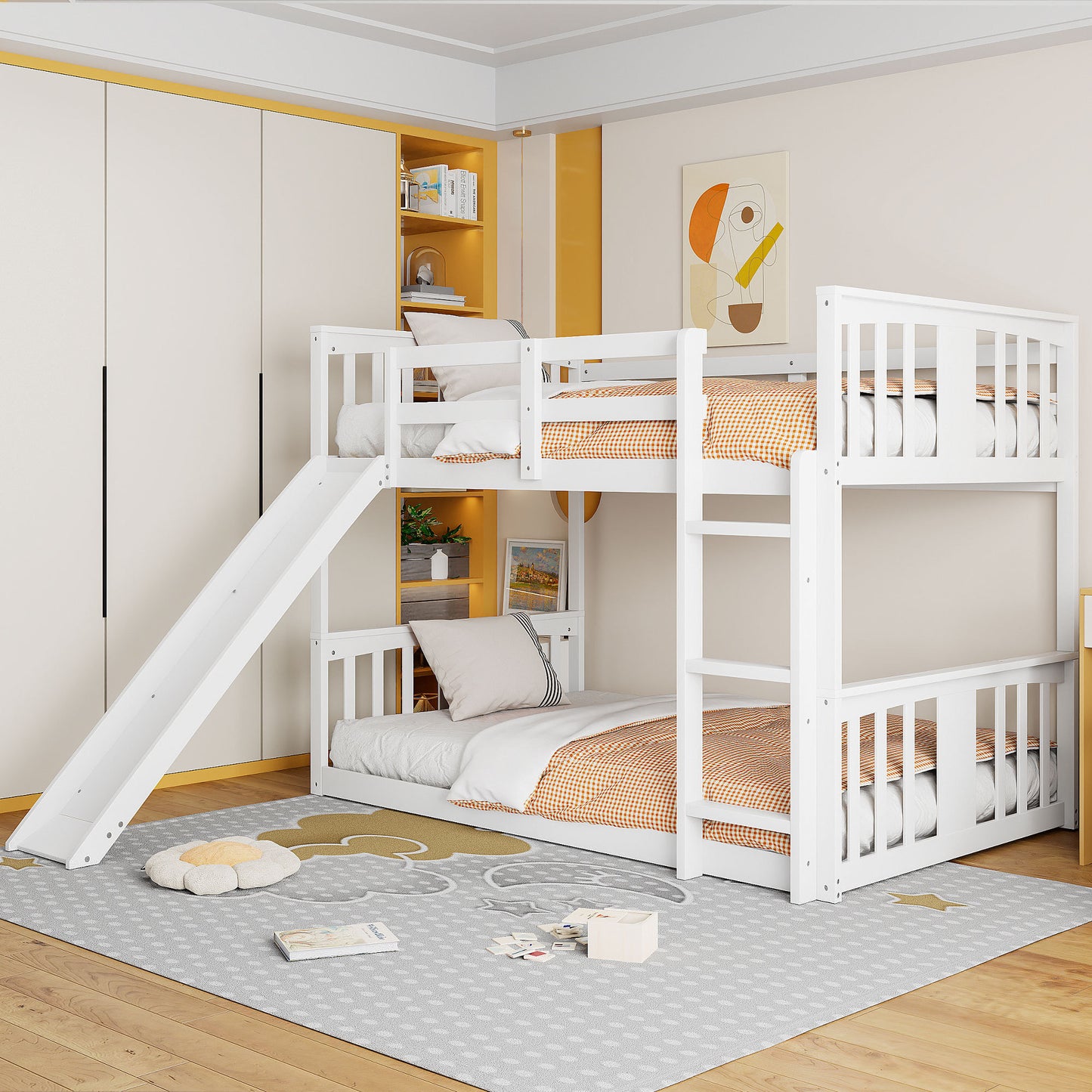 Pudens Wooden Bunk Bed | Twin Over Twin | White - Default - beds