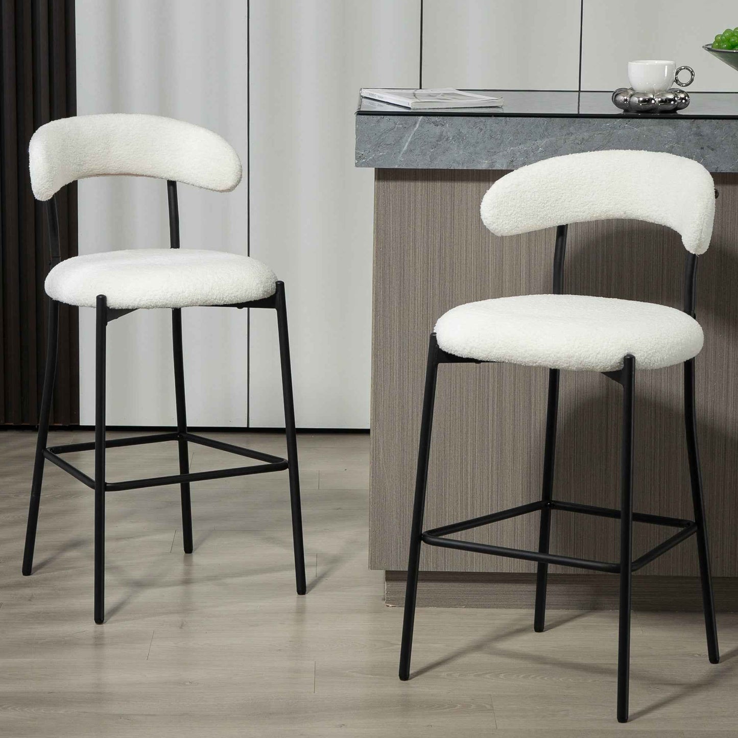 Damur 26'' Counter Bar Stools | 1 Piece | White - Default - bar stools