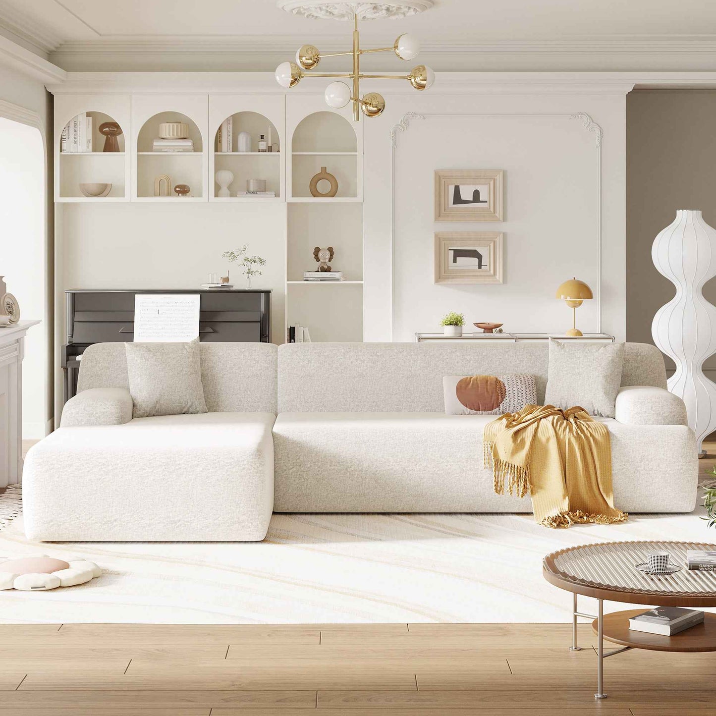 Alcilir L-Shaped Sectional Sofa | Off White - - sofa