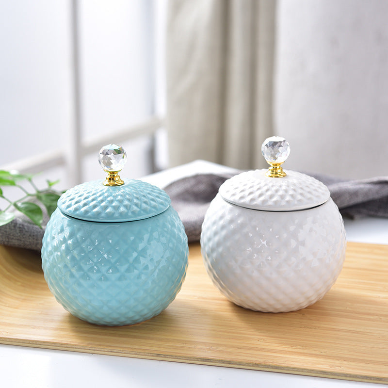 Light luxury ceramic storage tank - - Ceramic Jar light blue Pot white