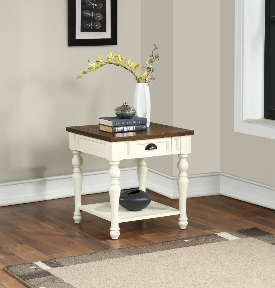 Joanna Side Table | White & Brown - - tables
