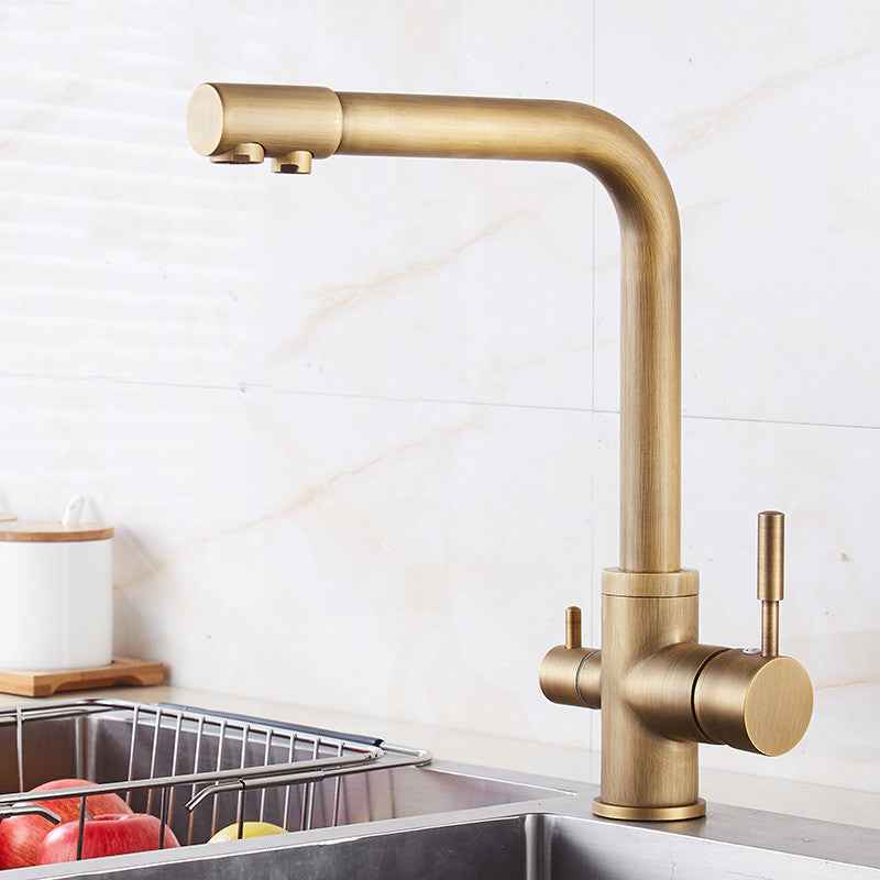 Bodri Dual-Handle Kitchen Faucet - Bronze Style A - black bronze brushed gold brushed silver chrome silver dual handle silver