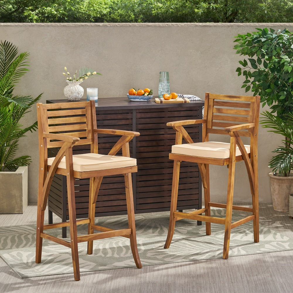Sulon 2-Pieces Outdoor Barstools | Natural - Default - garden furnishing