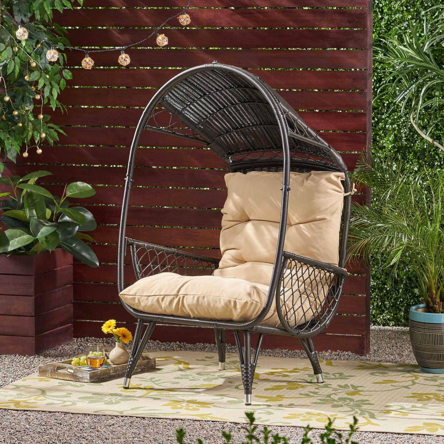 Delathi Outdoor Standing Lounge Basket | Brown - Default - garden furnishing
