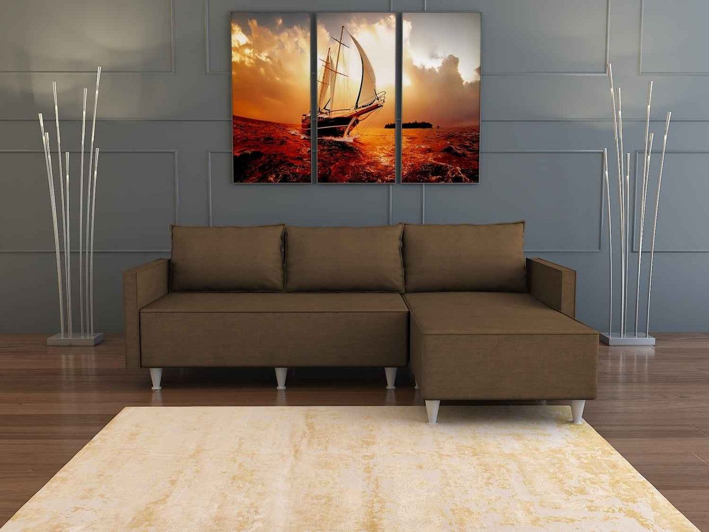 Aybuke Sectional Sofa | Brown - - brown sofa