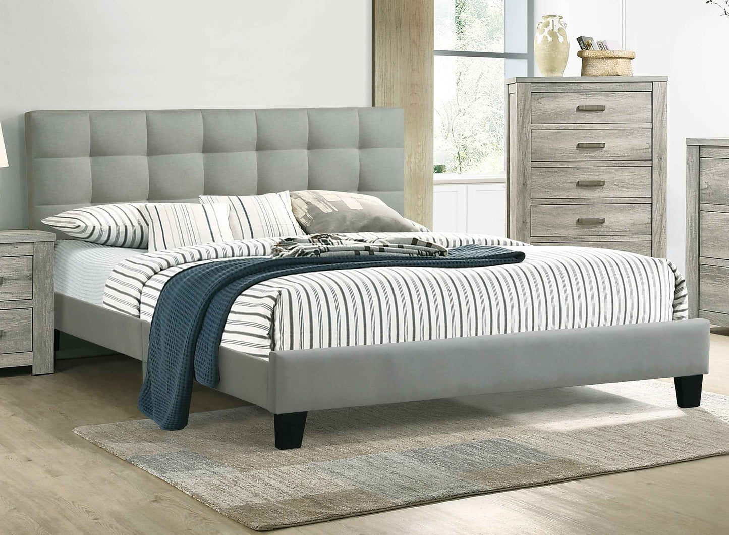Eldwina Modern Full Size Bed | Light Grey - Default - beds