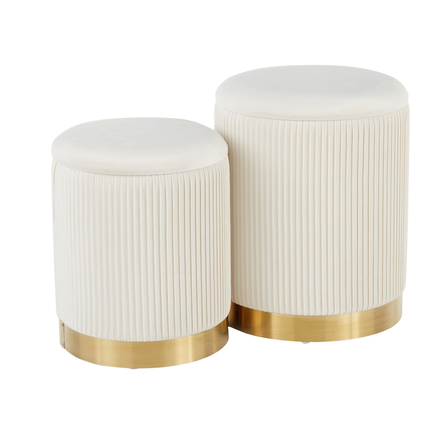 Libera Contemporary Stool Set | Cream & Gold - Default - bench