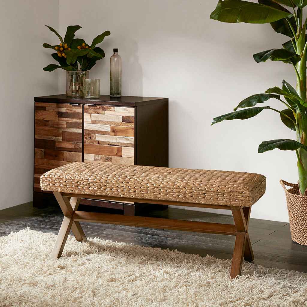 Gushal Rattan Sitting Bench | Brown - - beige bench brown wood