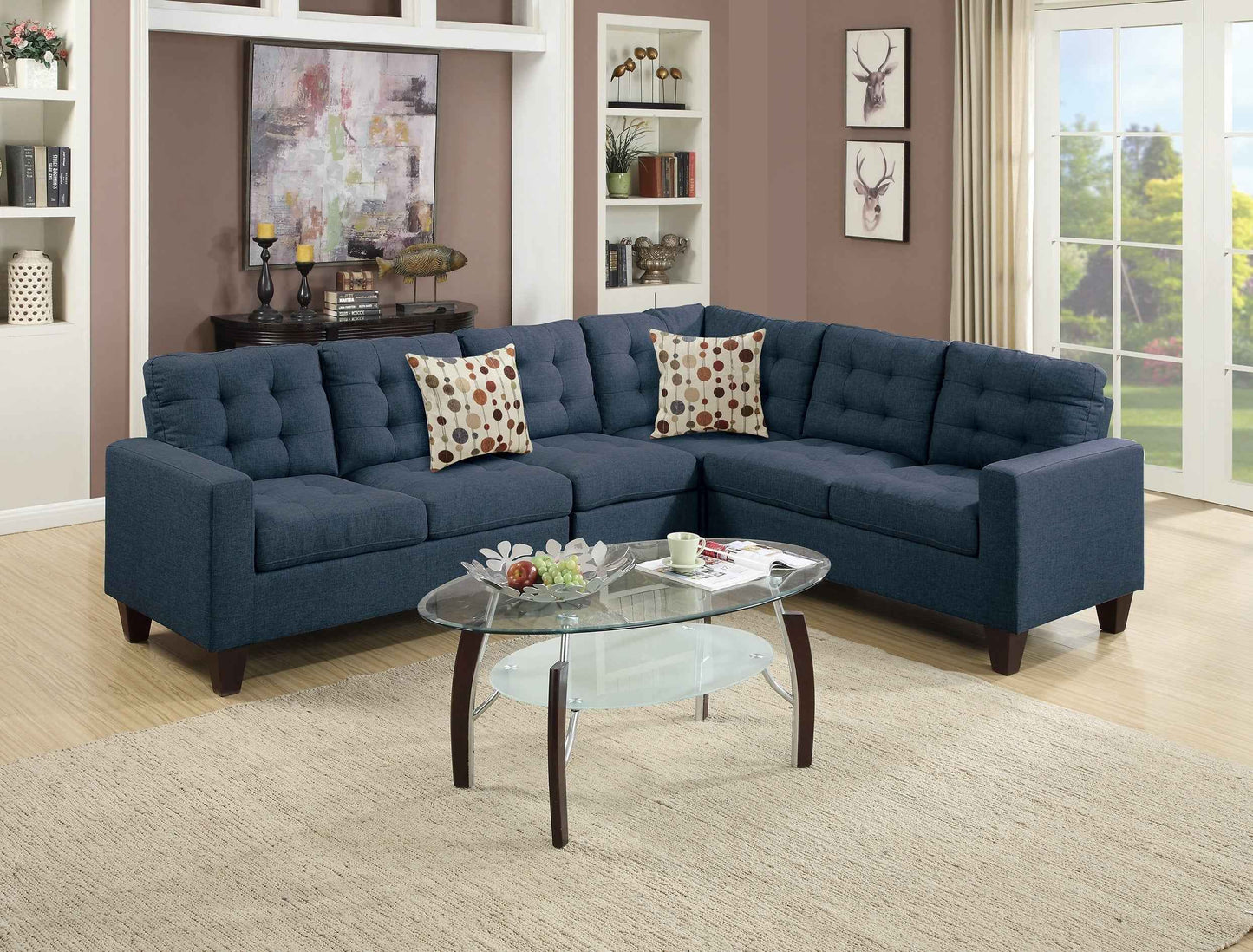 Grezg Modular Sectional Sofa | Navy Blue - - sofa