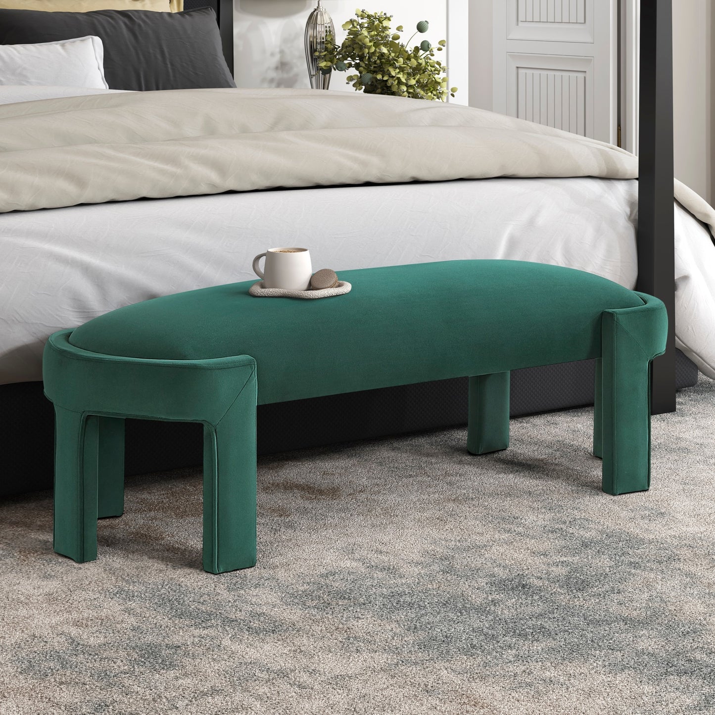 Geloni Stylish Bench | Green Velvet - Default - bench green