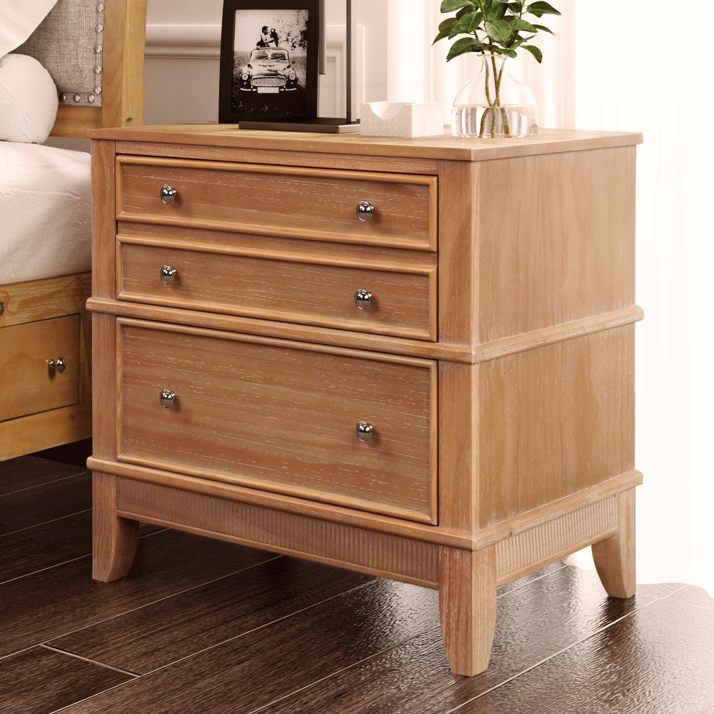 Taviani 3-Drawer Nightstand | Natural Brown - Default - nightstand