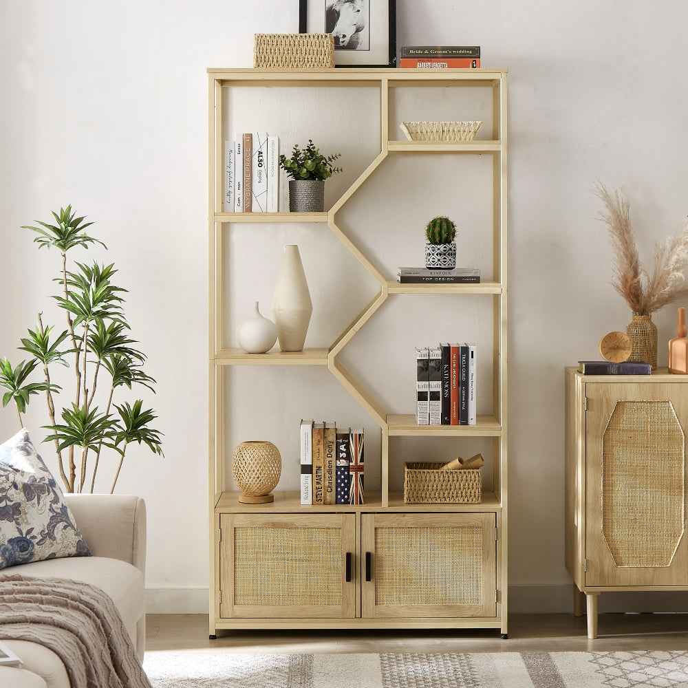 Ditough Rattan Bookcase | Natural Wood - - bookcase wood