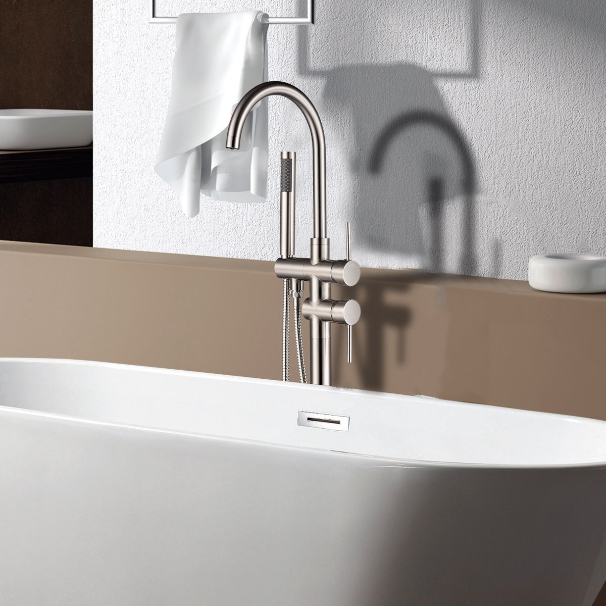 Preleb Freestanding Bathtub Faucet | Silver - Default - floor mount fillers