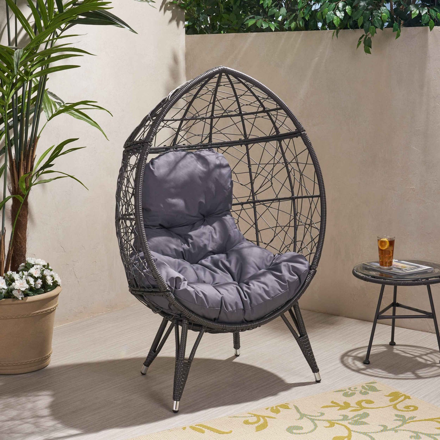 Broine Teardrop Outdoor Lounge Chair | Dark Gray - Default - garden furnishing