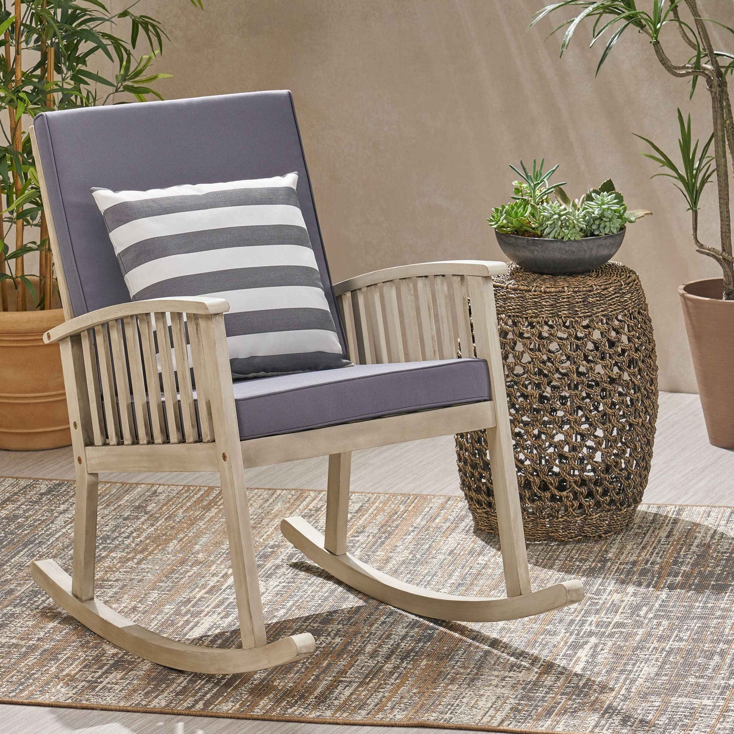 Handur Garden Rocking Chair | Gray - Default - garden furnishing
