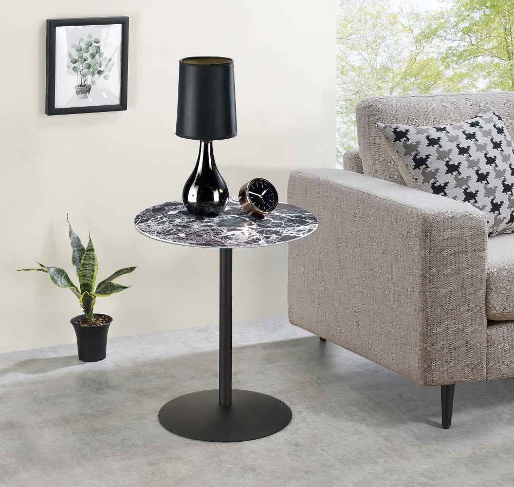 Circa Marble Textured Top End Table | Black - Default - black tables