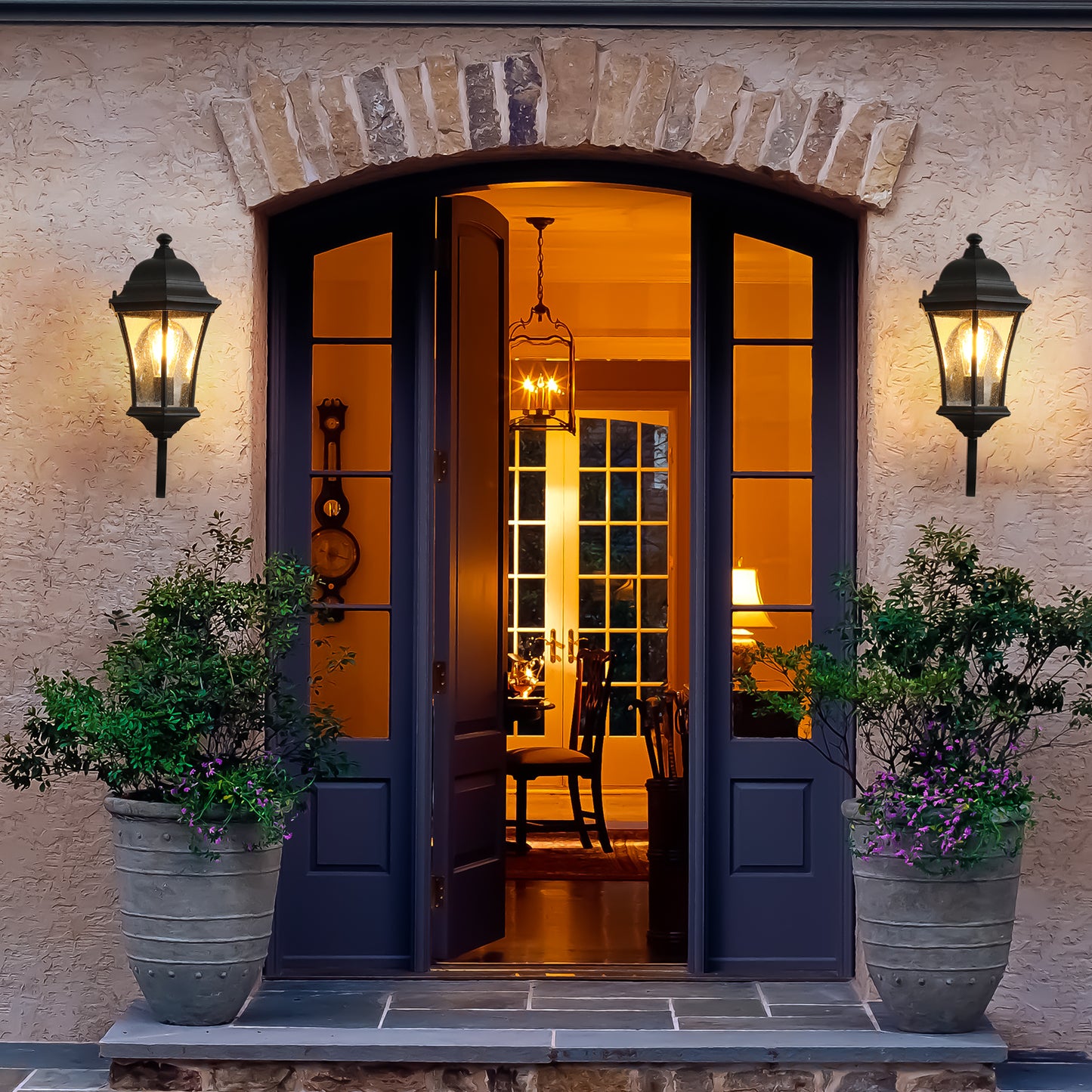 Mando 2-Pack Outdoor Vintage Wall Lantern Lights | Black - Default - garden