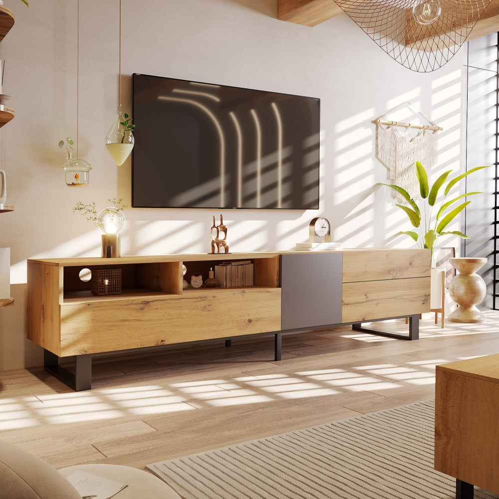 Vanrion Elegant TV Stand | Up To 80'' TV | Natural Wood - Default - tv console