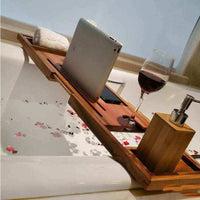 Bamboo Bathtub Rack - Bamboo Double Box - Bamboo Shelf Wood