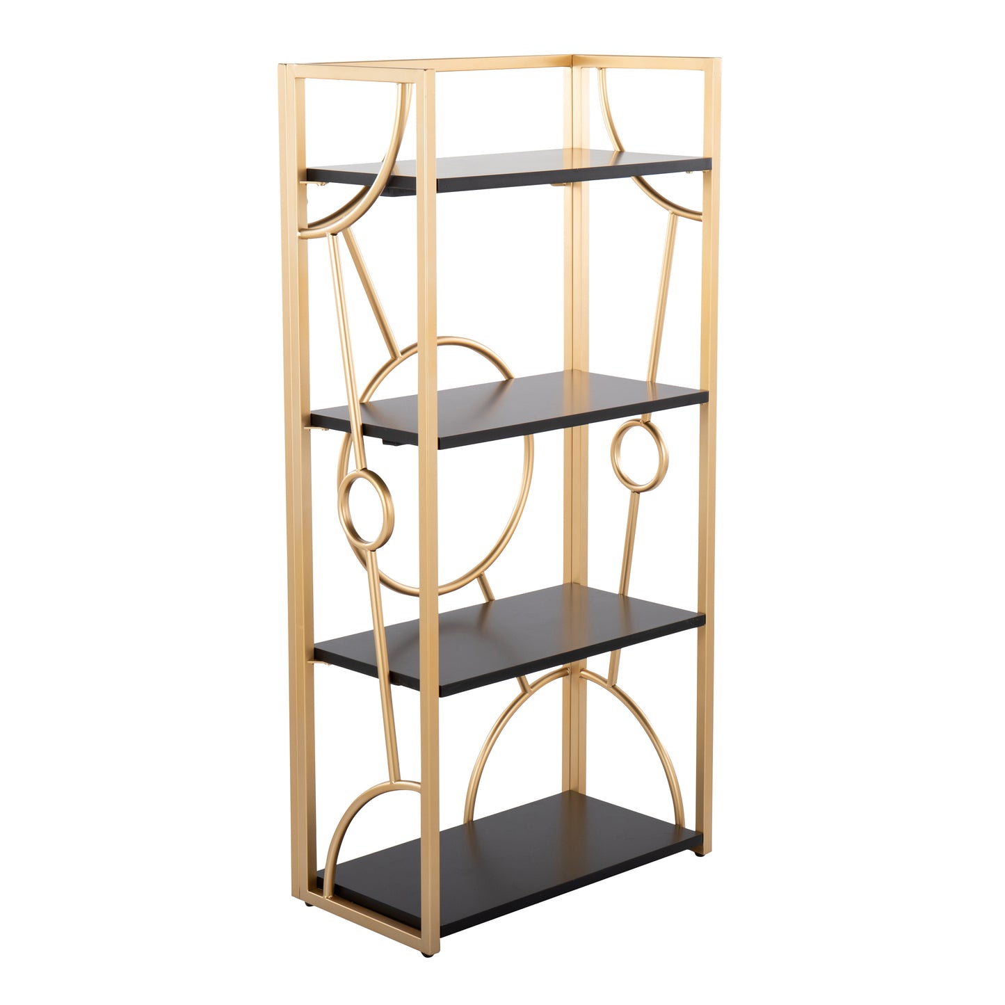 Quisqeo Constellation Elegant Bookcase | Gold & Black - - black bookcase gold metal wood