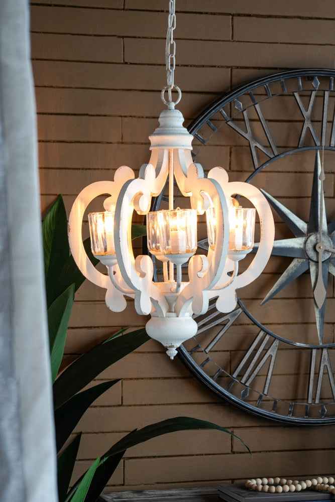 Ceterum Farmhouse Rustic Chandelier | 6-Light Sources | Distressed Cream - Default - chandeliers