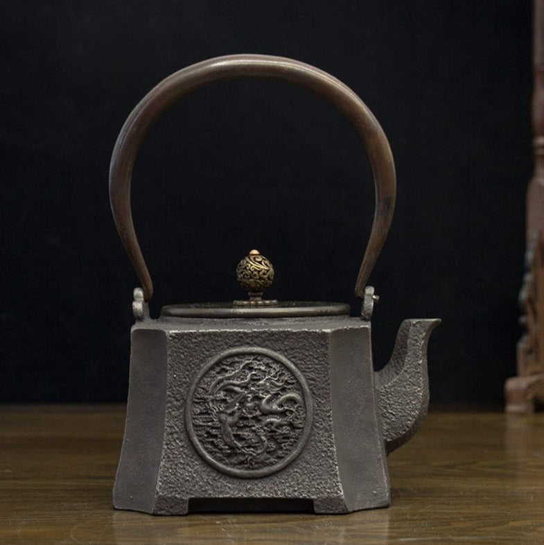 Old handmade iron pot - Style A Grey Iron - grey iron metal teapot