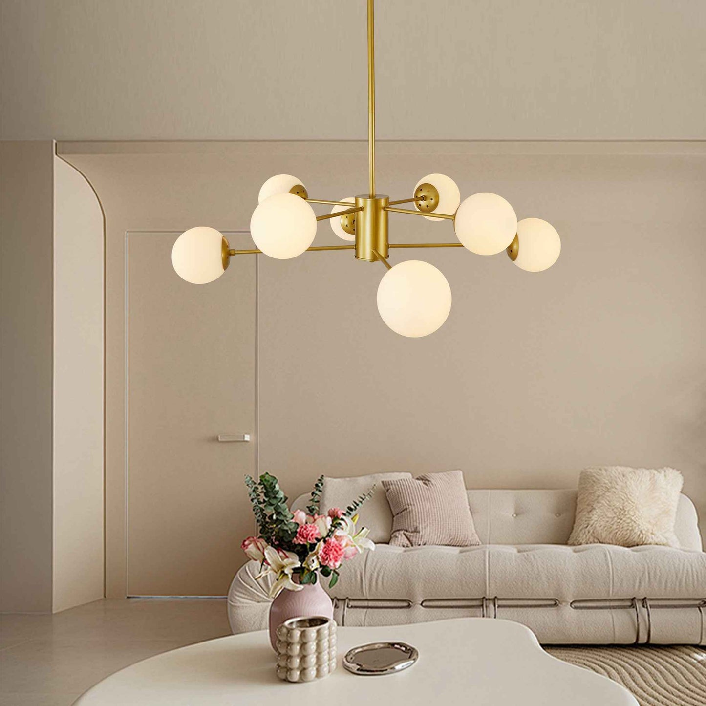 Daenthor 8-Light Mid-Century Chandelier | Gold - Default - chandeliers